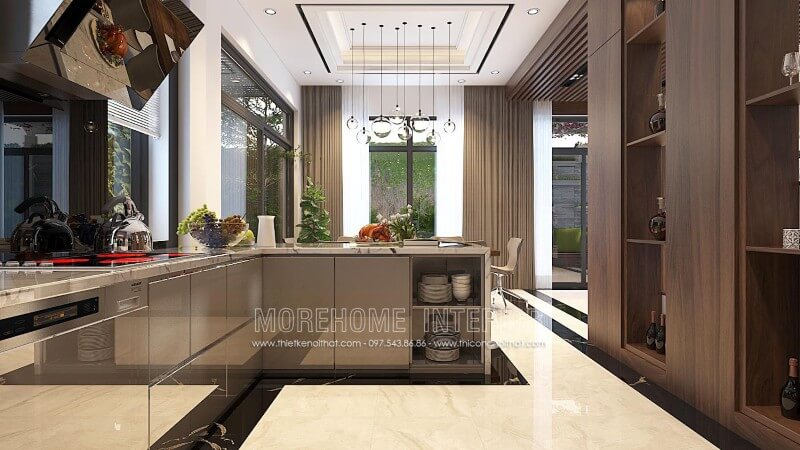 Thiết kế tủ bếp biệt thự cao cấp phong cách hiện đại Tủ bếp biệt thự