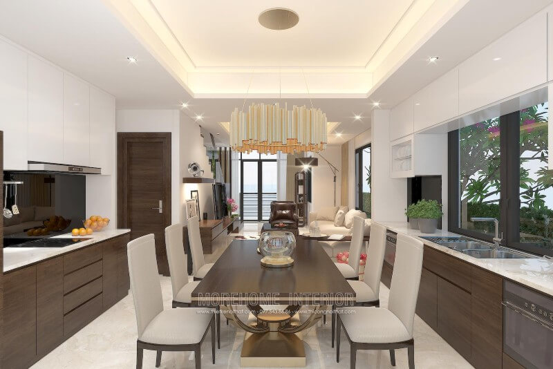 Thiết kế tủ bếp hiện đại tại biệt thự Vinhomes Thăng Long Hà Nội Tủ bếp biệt thự