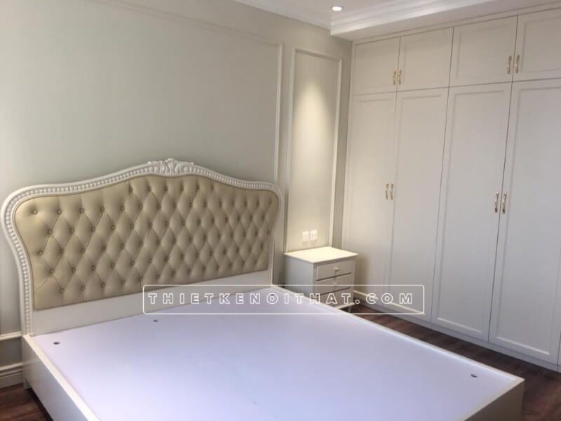 Công trình hình ảnh thi công nội thất phòng ngủ master phong cách tân cổ điển tại chung cư Dcapital Trần Duy Hưng Cầu Giấy Hà Nội