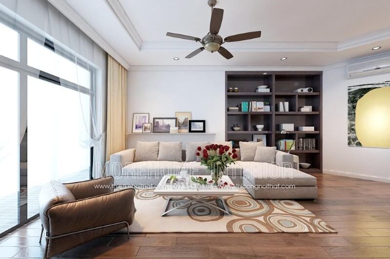 thi công sofa góc L hiện đại MS-027 bọc nỉ cao cấp đẹp cho phòng khách nhà riêng
